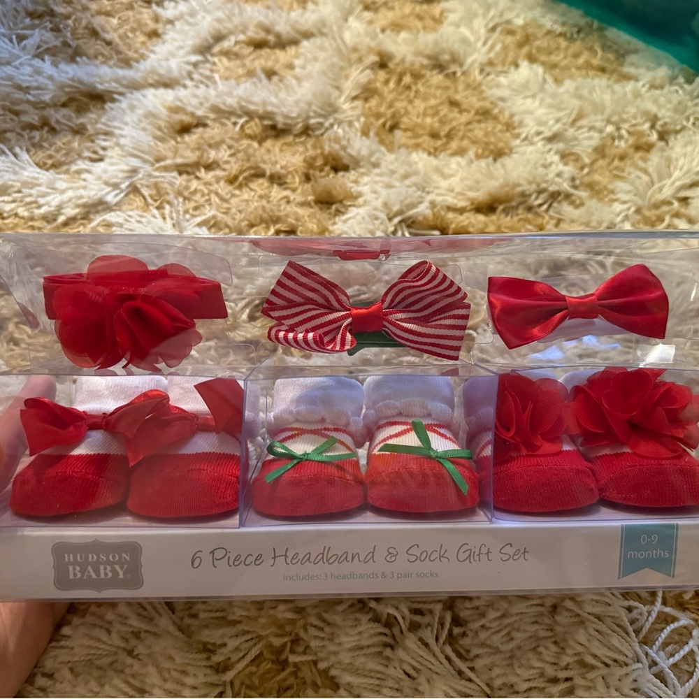Hudson Baby Red Infant Headband & Sock Gift Set